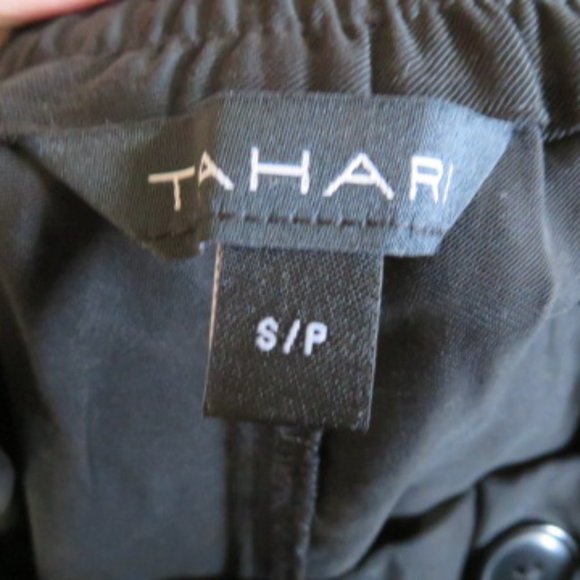 TAHARI Black PANTS Elastic Waist Zip Front & Ties Small (K322) - Picture 4 of 6